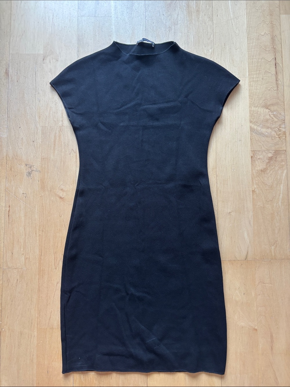 Zara Black Cap-Sleeve Mini Dress